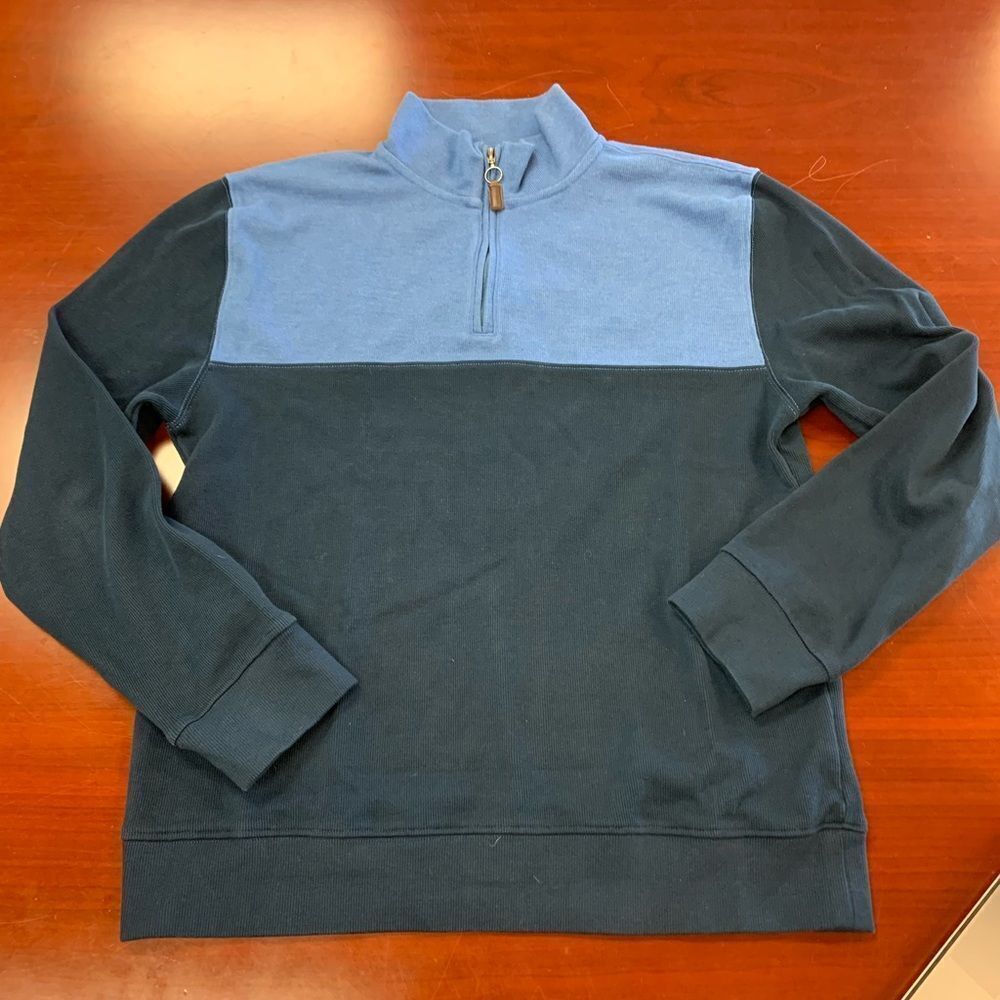 Britches Blue on Blue Quarter Zip Sweater sz L EUC